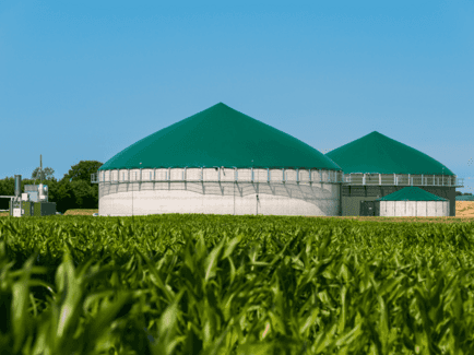 Die Biogasanlage wird mit Biomasse aus regionaler Erzeugung versorgt und erzeugt Biogas für die Region.