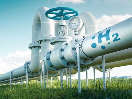 H2-ready Gaspipeline für den Wasserstofftransport zum Betrieb von wasserstoffbetriebenen Gasheizungen.