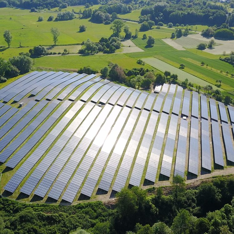 Freiflächen Photovoltaikanlage in Malsch von oben